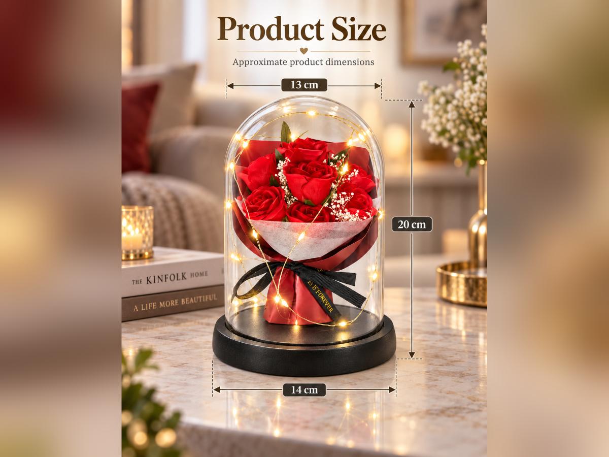 Size guide: about 20 cm tall, 14 cm base width and 13 cm dome width