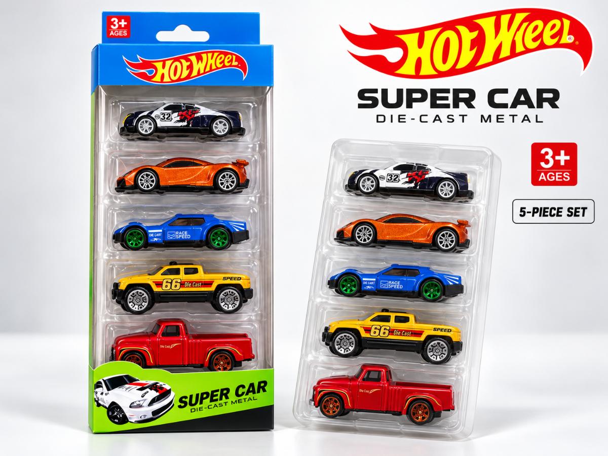 Five-piece die-cast car set in its retail display pack