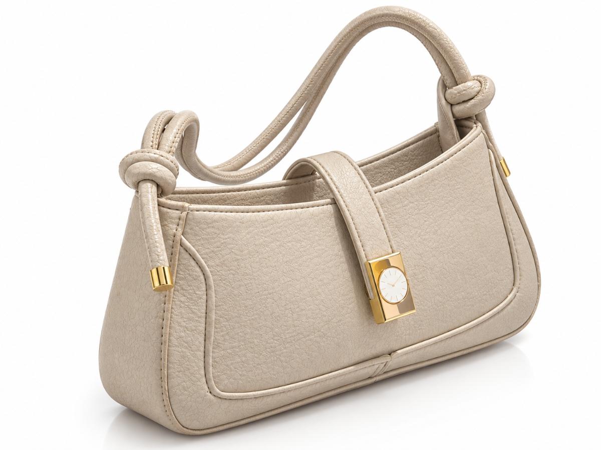 Elara Knot Shoulder Bag — Textured Mini Hobo Handbag with Gold-Tone Accent