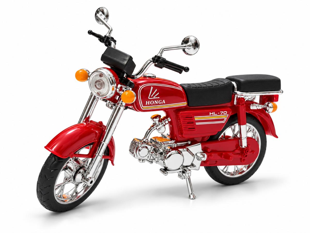 Retro Die-Cast Motorcycle Model (17.5 cm) — Classic Red or Gloss Black